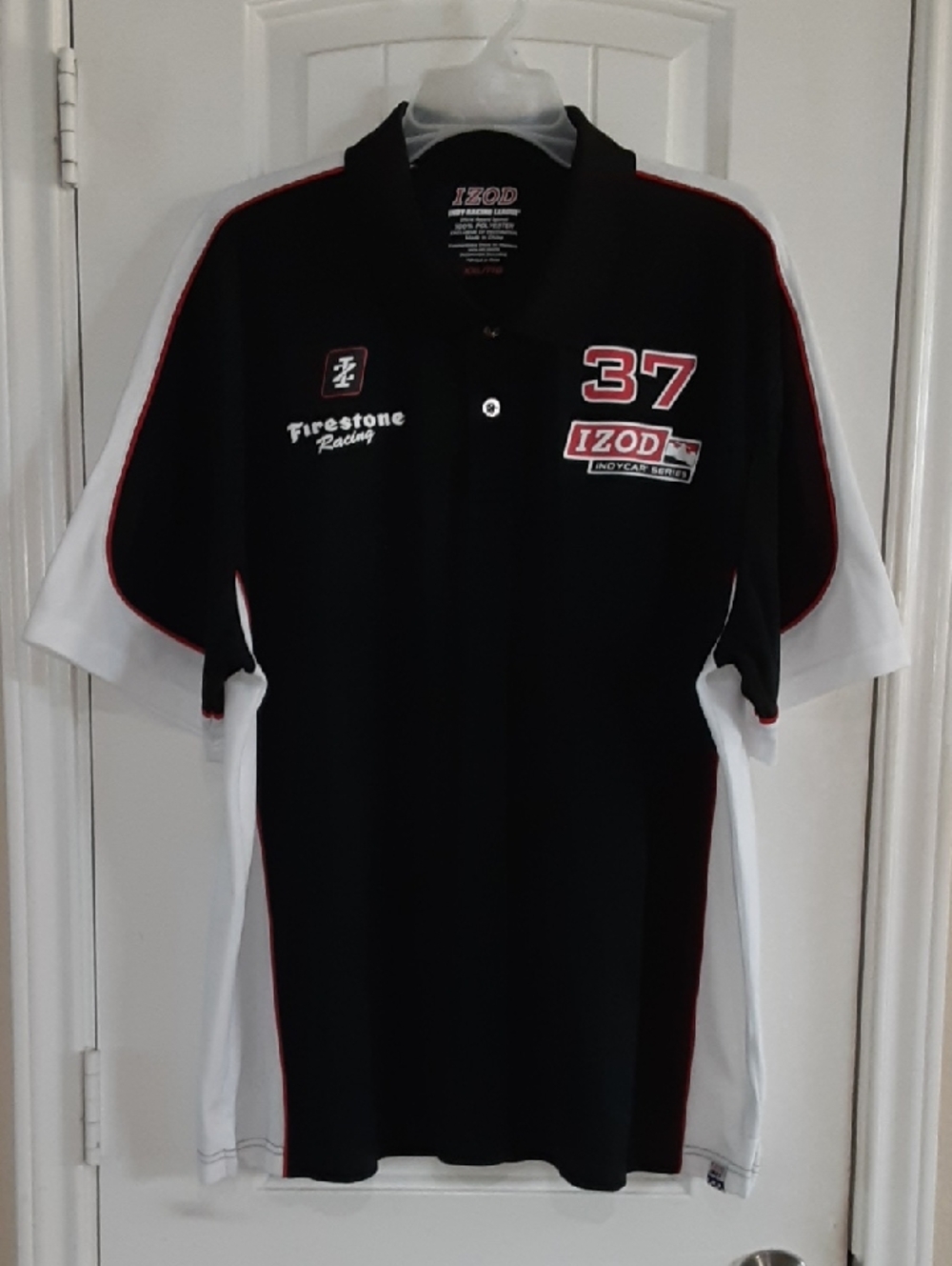 IZOD Indy Racing League Polo Shirt Men XXL #37 Firestone Racing Pit Crew Top EUC